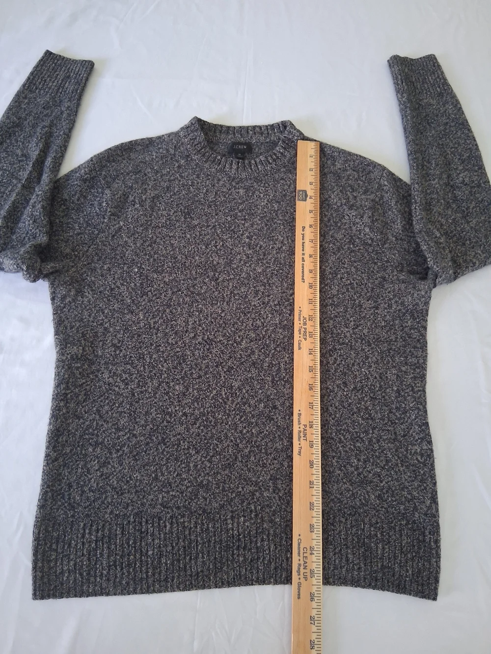 J. Crew Men's Rugged Merino Wool  Charcoal Heather Gray Crewneck Sweater Medium